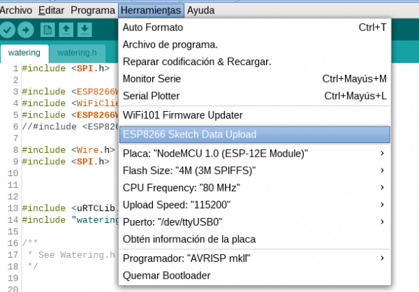 ESP8266 SPIFFS - Subir datos desde Arduino IDE